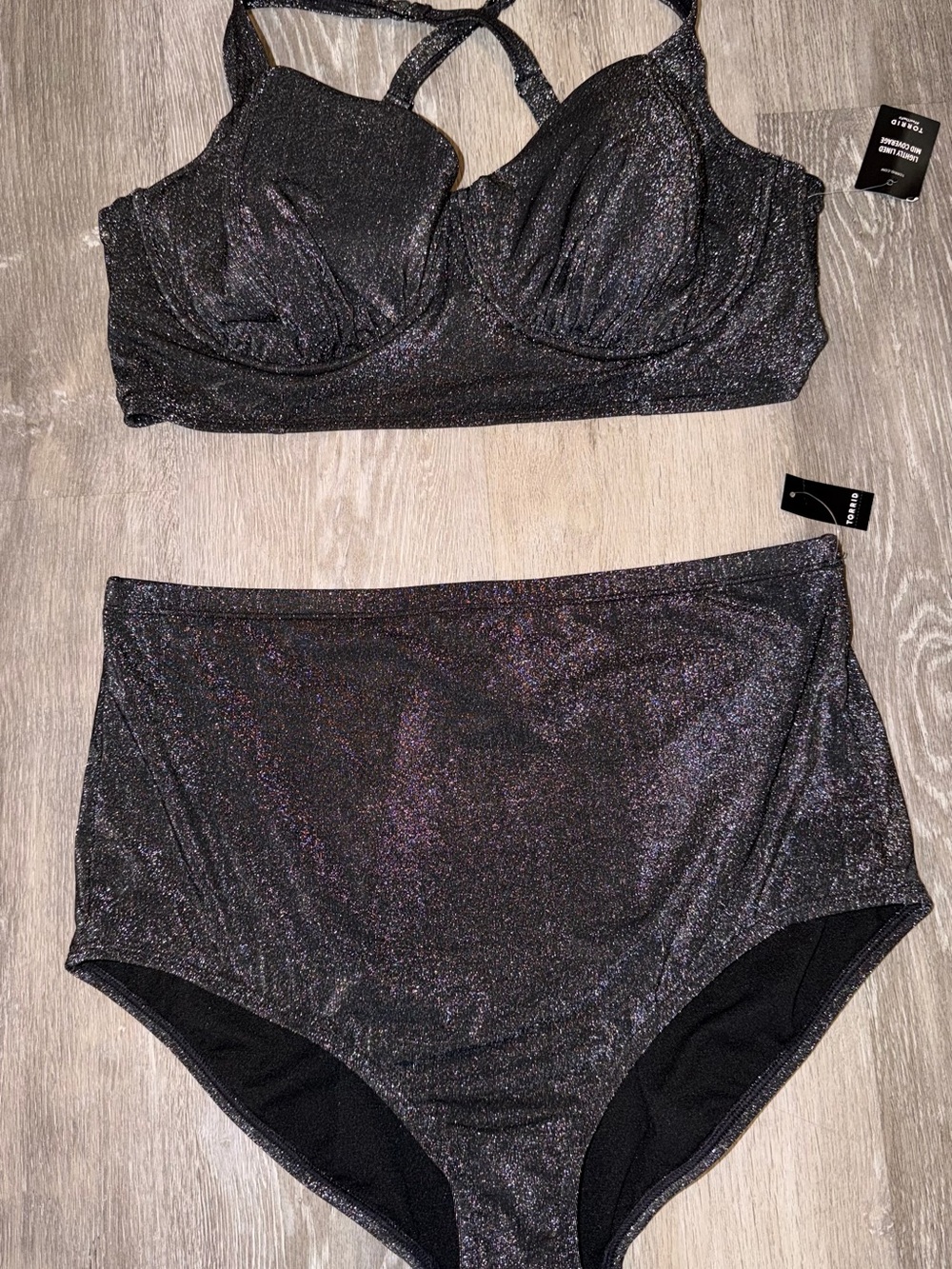 torrid Shimmery Black High-Waist Bikini Set